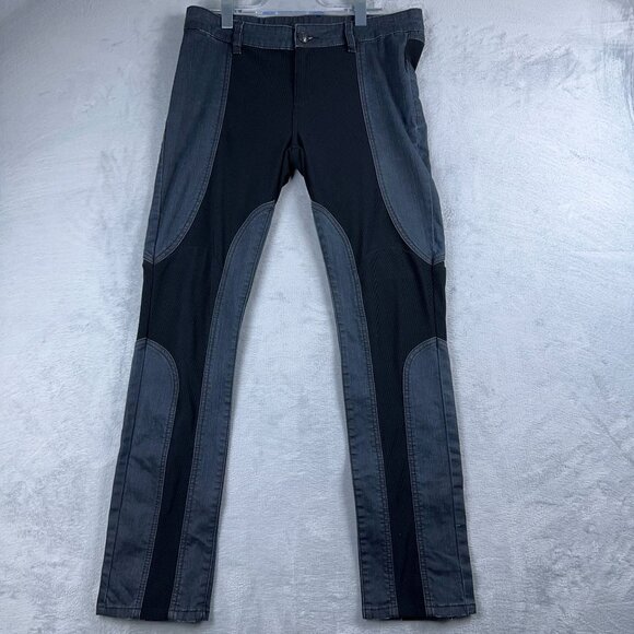 BCBG Maxazria Ankle Zip Straight Jeans Pants Cotton Womens Blue Black Size W34 - Picture 1 of 10